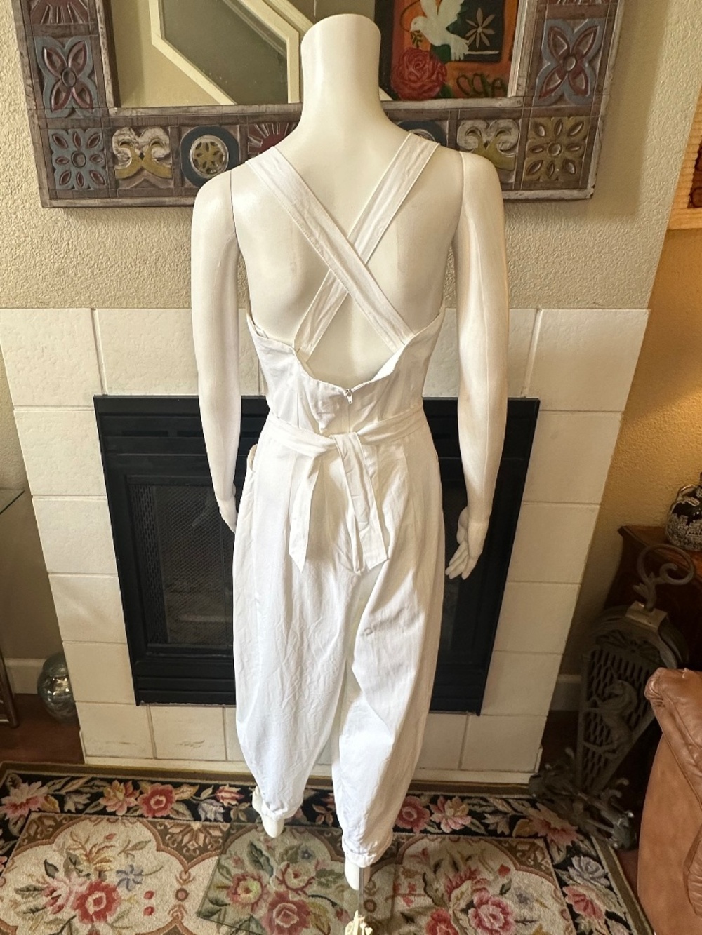 KAREN ALEXANDER Vtg WHITE JUMPSUIT parachute pant ROMPER pockets 10 style W4169 - Picture 4 of 15